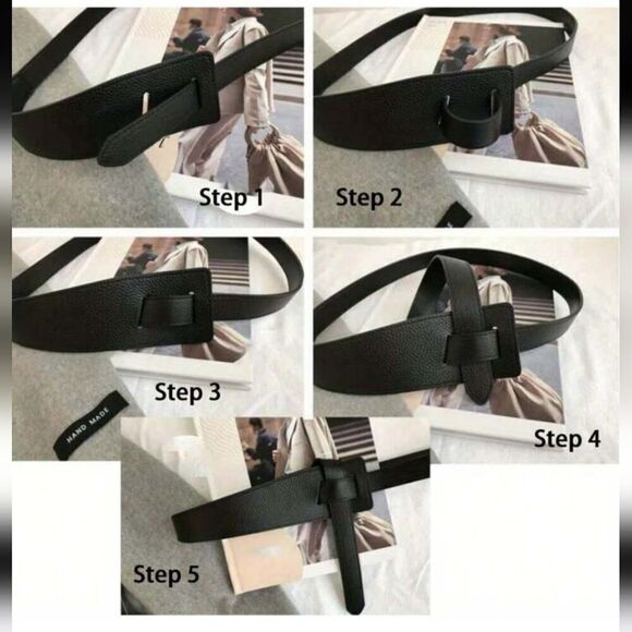 Faux Leather Tie Waist Belt For Women Knot Belt No Buckle Belt Tie - Picture 3 of 7